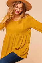 Load image into Gallery viewer, Rib Babydoll Bubble Sleeve Knit MUSTARD
