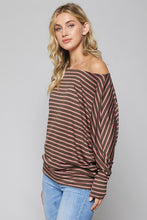 Load image into Gallery viewer, Striped Dolman Sleeve Top OLIVE/MAUVE
