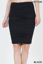 Load image into Gallery viewer, Premium Shirred Pencil Skirt BLACK
