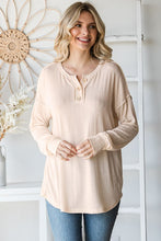 Load image into Gallery viewer, Ribbed 3 Button Front Top CREAM
