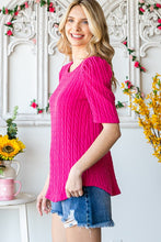 Load image into Gallery viewer, Avery Cable Knit Puff Sleeve FUCHSIA
