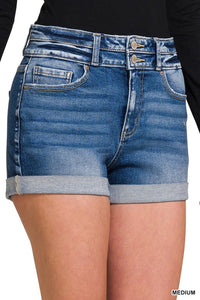MED1483A Cuffed Double Button Shorts 3"