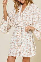 Load image into Gallery viewer, Drape Sleeve Floral Self Tie Kimono IVORY
