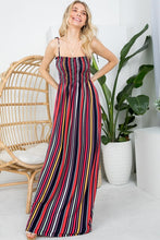 Load image into Gallery viewer, Stripe Smocked Maxi Dress BLACK
