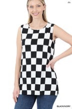 Load image into Gallery viewer, Ity Checkered Sleeveless Tank B&amp;W
