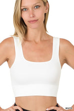 Load image into Gallery viewer, Ribbed Square Neck Cropped Tank WHITE
