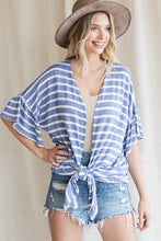 Load image into Gallery viewer, Stripe Bell Sleeve Cardigan BLUE

