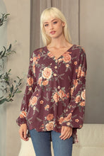 Load image into Gallery viewer, Kaila Floral V Neck Pullover BURGUNDY

