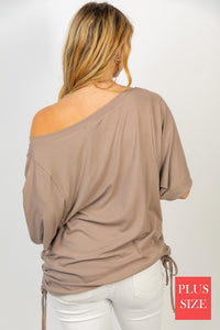 3/4 Sleeve Solid Ribbed Knit STONE