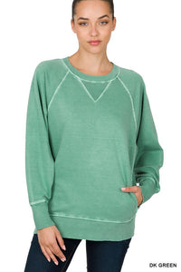 French Terry Pullover With Pockets GREEN