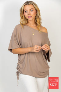 3/4 Sleeve Solid Ribbed Knit STONE
