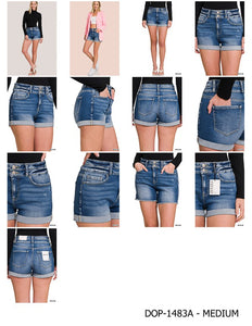 MED1483A Cuffed Double Button Shorts 3"