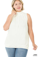 Load image into Gallery viewer, PS High Neck Pleated Top W/ Waistband IVORY

