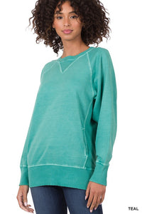 French Terry Pullover With Pockets TEAL