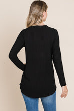 Load image into Gallery viewer, Kassidy Rib Knit Top BLACK
