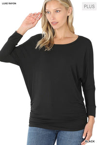 PS Luxe Rayon Shirred Top BLACK