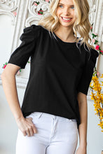 Load image into Gallery viewer, Solid Puff Sleeve BLACK
