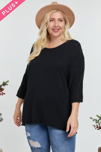 PS Solid Sweater W/ Sleeve Detail BLACK