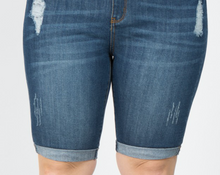 Load image into Gallery viewer, PS Cuffed Distressed Bermuda MED WASH
