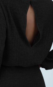 Cozy Knit Long Sleeve Dress BLACK