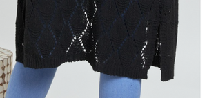 Oversize Knit Long Cardigan BLACK