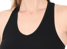 Load image into Gallery viewer, Ribbed Cropped Racerback Tank BLACK
