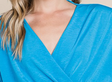 Load image into Gallery viewer, Solid Front Wrap Tunic  BLUE
