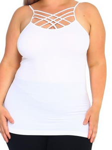 Triple Criss-Cross Front Cami WHITE