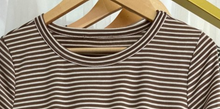 Load image into Gallery viewer, Long Sleeve Drawstring Stripe TAUPE
