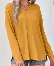 Load image into Gallery viewer, Maggie V Neck Solid Knit MUSTARD
