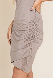 Delaney Dress w/ Side Shirring MOCHA